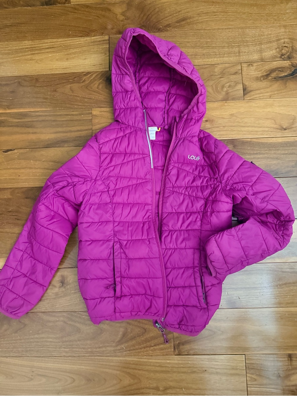 Lole Girls' Hooded Puffer Jacket lightweight  - Magenta size 10/12